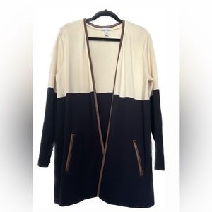 Charter Club Women's Milano Cotton Colorblocked Cardigan White Size Large